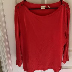 Chico’s Orange Top with Brass studs Sz. 3